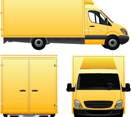 Yellow cargo delivery van vector design
