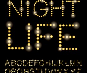 Yellow light dot alphabet vector 01