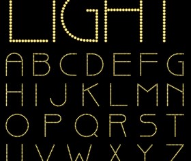 Yellow light dot alphabet vector 02