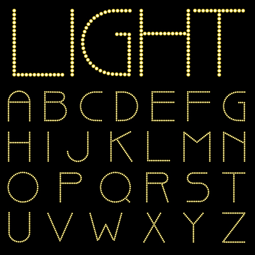 Yellow light dot alphabet vector 02