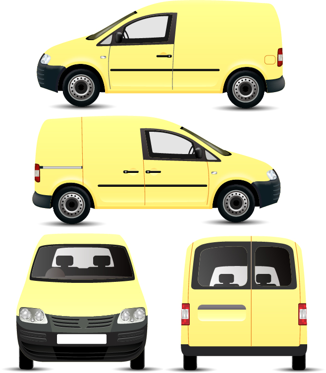 Yellow minivan vector