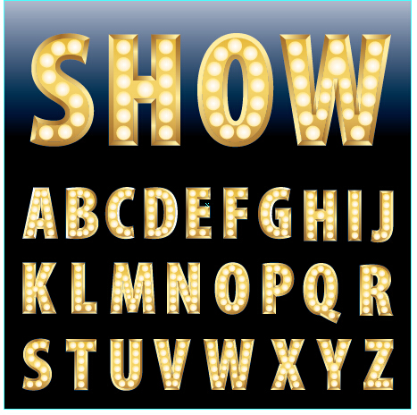 Yellow neon light alphabet vector free download
