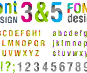 3D abstract alphabet with numbers vector