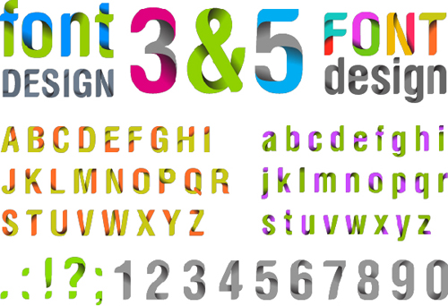 3D abstract alphabet with numbers vector