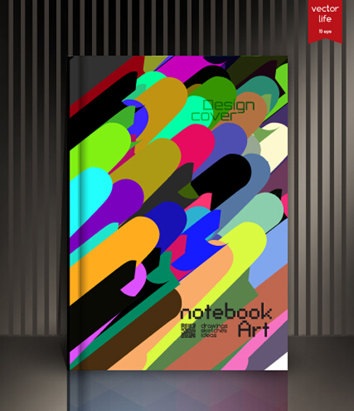 Abstract styles botebook cover design vector 07