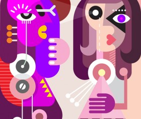 Abstract women portrait vector material 01