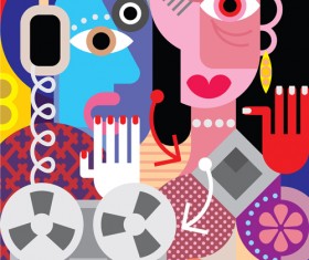 Abstract women portrait vector material 03