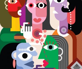 Abstract women portrait vector material 04