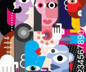 Abstract women portrait vector material 05