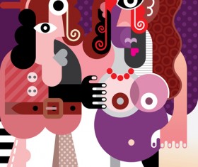 Abstract women portrait vector material 06