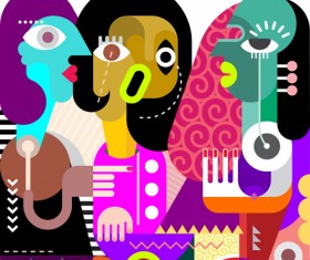 Abstract women portrait vector material 07