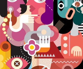 Abstract women portrait vector material 08