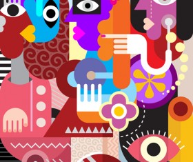 Abstract women portrait vector material 09