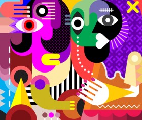 Abstract women portrait vector material 10