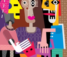 Abstract women portrait vector material 11