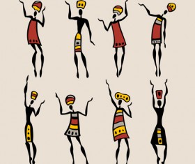 African dancers abstractr vector set 01