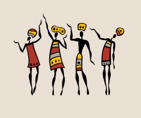 African dancers abstractr vector set 02