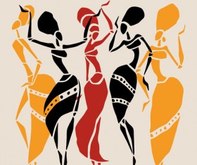 African dancers abstractr vector set 03