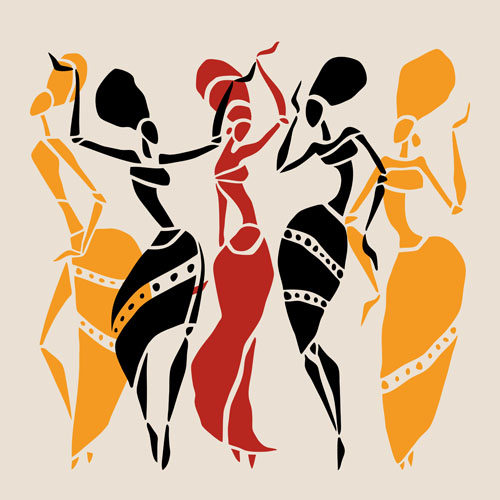 African dancers abstractr vector set 03