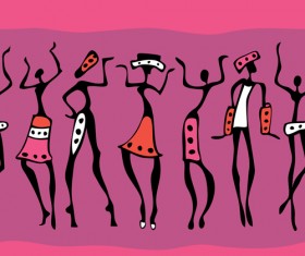 African dancers abstractr vector set 04