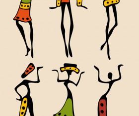 African dancers abstractr vector set 05