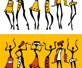 African dancers abstractr vector set 06