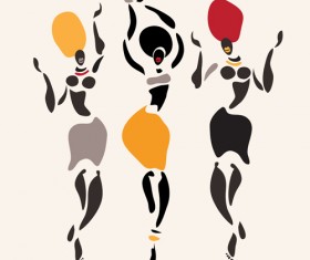 African dancers abstractr vector set 07