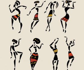African dancers abstractr vector set 08