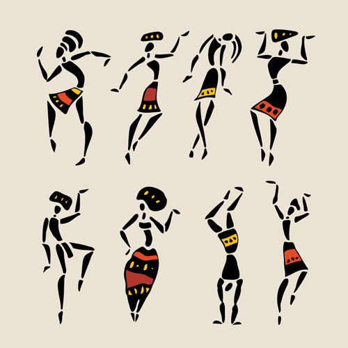 African dancers abstractr vector set 08