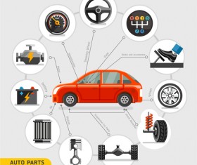 Auto parts maintenance vector template