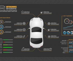 Autoservice infographic dark styles vector