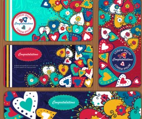 Banners doodle with heart vector 01