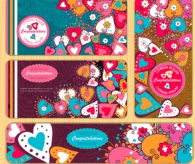 Banners doodle with heart vector 02
