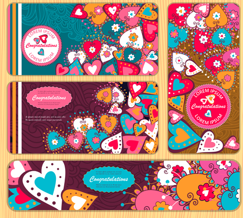 Banners doodle with heart vector 02