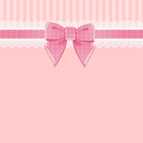 Beautiful bow card with lace vector 02