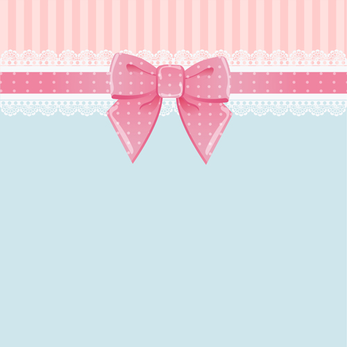 Beautiful bow card with lace vector 03