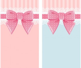 Beautiful bow card with lace vector 04