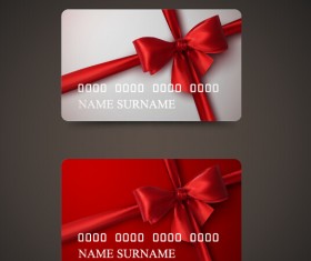 Beautiful bow with business cards template vector 01