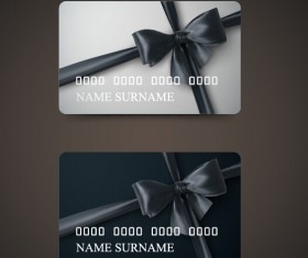 Beautiful bow with business cards template vector 02