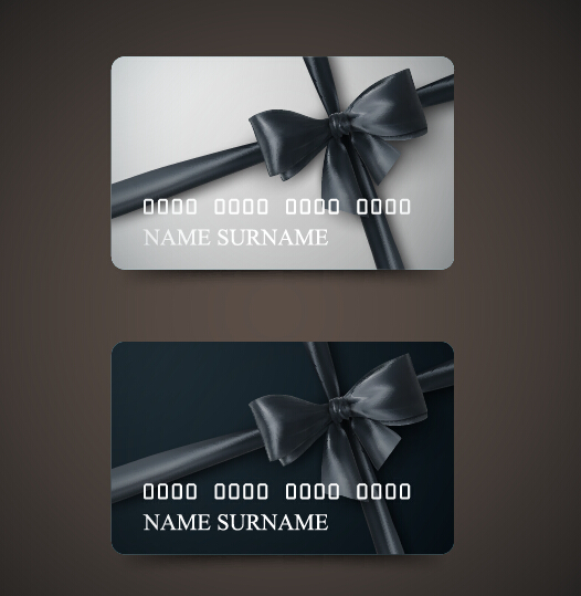 Beautiful bow with business cards template vector 02