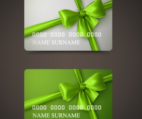 Beautiful bow with business cards template vector 03