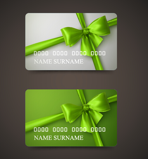 Beautiful bow with business cards template vector 03