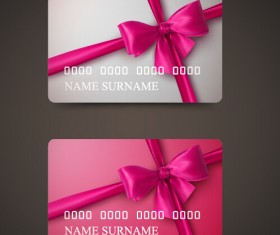 Beautiful bow with business cards template vector 04