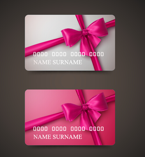 Beautiful bow with business cards template vector 04