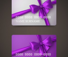 Beautiful bow with business cards template vector 05