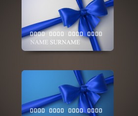 Beautiful bow with business cards template vector 06