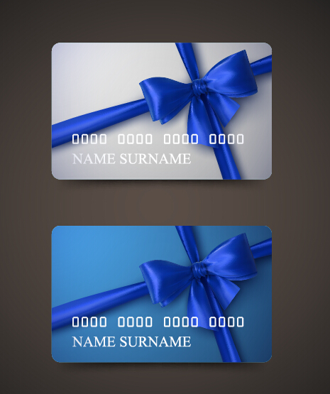 Beautiful bow with business cards template vector 06