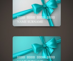 Beautiful bow with business cards template vector 07