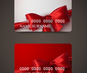 Beautiful bow with business cards template vector 08