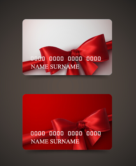 Beautiful bow with business cards template vector 08